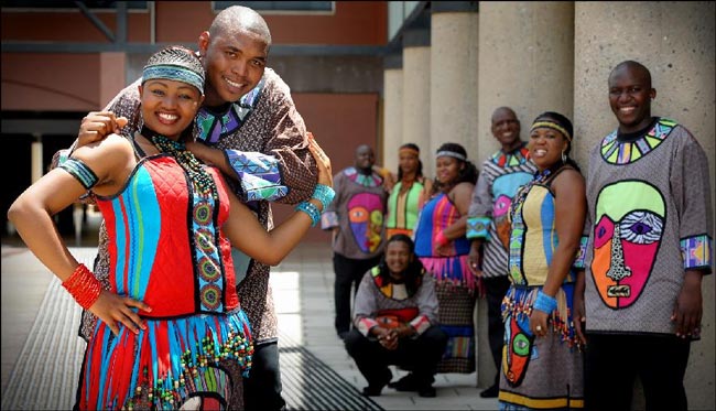 Zanele Ngcamu and Vusi Shabalala with other Soweto Gosoel Choir members help launch DEC's entertainment season. Picture: PATRINA MALONE